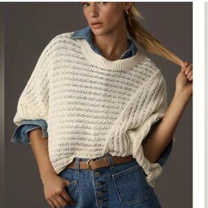 Anthropologie Pilcro knit distressed open stitch sweater size 2X